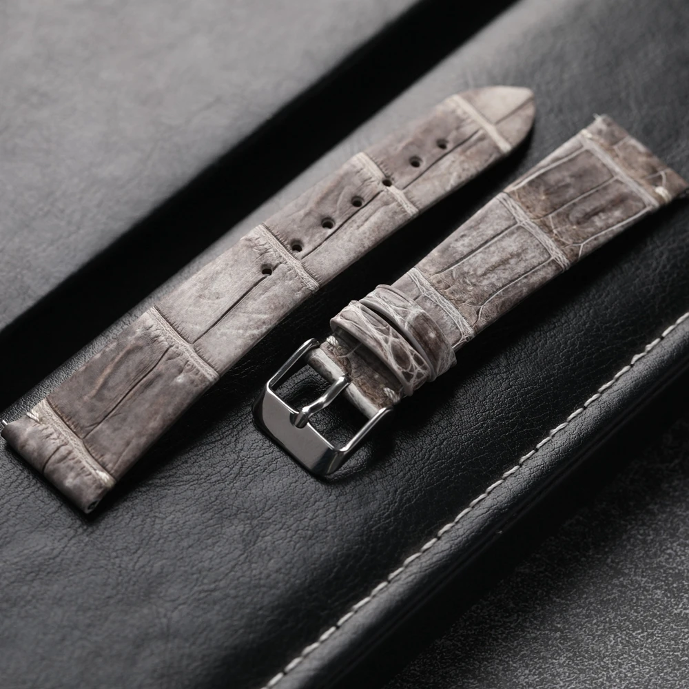 High Genuine Leather Strap Handmade Ultra-Thin Himalayan White Crocodile Watchband Quick Release, Soft 20MM 19MM 18MM Vintag