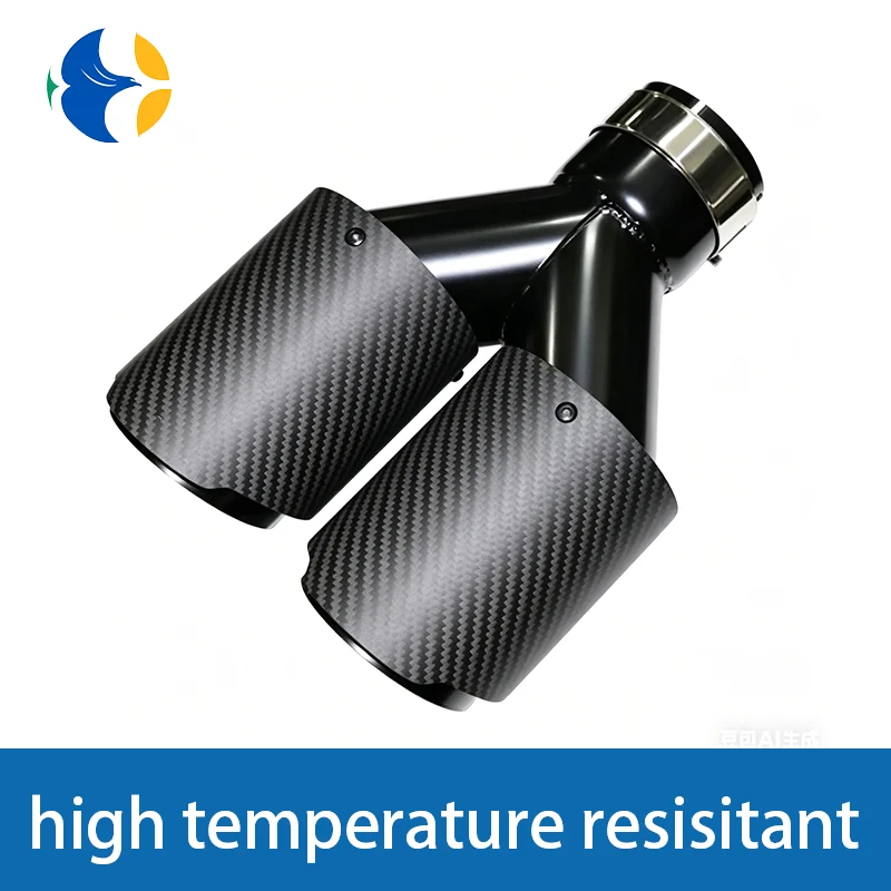 

AK Logo Car Y Shape Carbon Fiber Matte Muffler Tip Double Exit Exhaust Pipe Mufflers Nozzle Decoration Universal Stainless Black