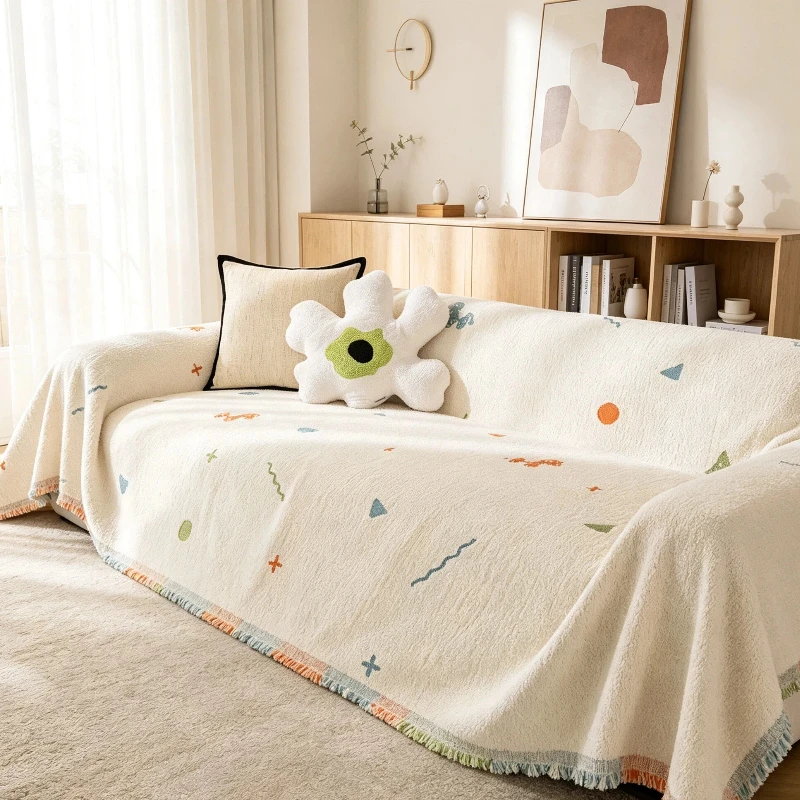 A Plush Thick Sofa Cover Fabric Sofa Towel Light Luxury High-End Autumn And Winter Sofa Cushion Sofa Cover Blanket