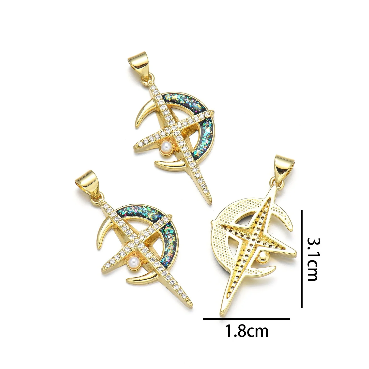 5 Pieces European and American Copper Aobao Cross Pendant Accessories DIY Pearl Necklace Jewelry Making Materials Wholesale