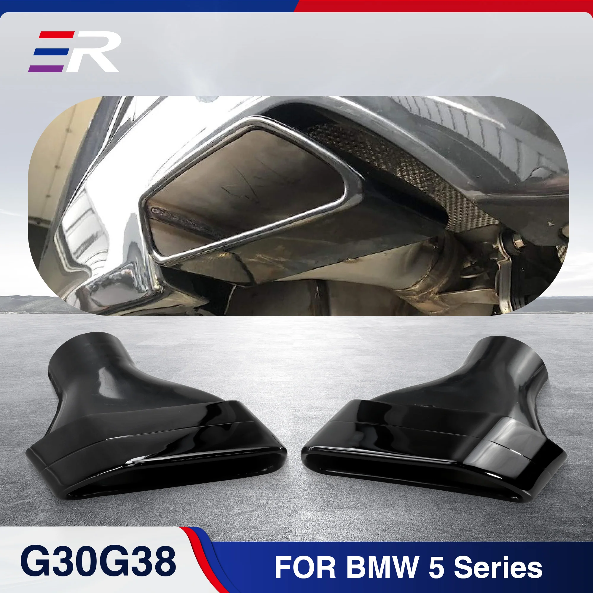 1Pair Upgrade Exhaust tip original style for BMW G30 G38 520i 530i 540i Square car accessory stainless Muffler Tail Tips Modify