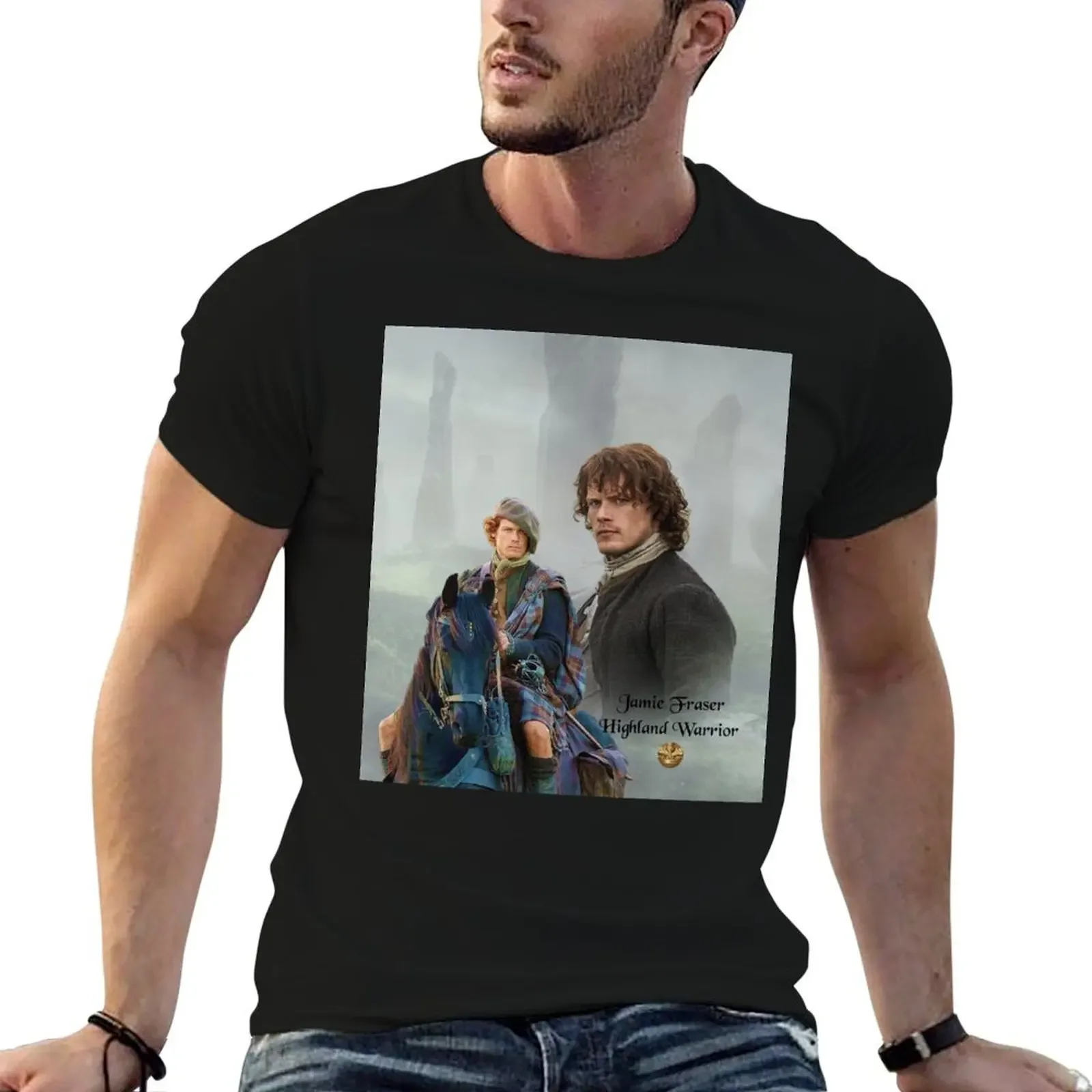

Jamie Fraser-Highland Warrior/Outlander Pullover Sweatshirt basketball graphic tees summer tops blacks men t shirts high quality