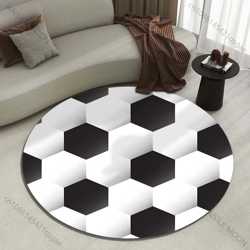 

Круглый ковер с принтом футбольного мяча, разных размеров, для гостиной, спальни, под стол, кресло, диван, декоративный ковер, роскошные подарки