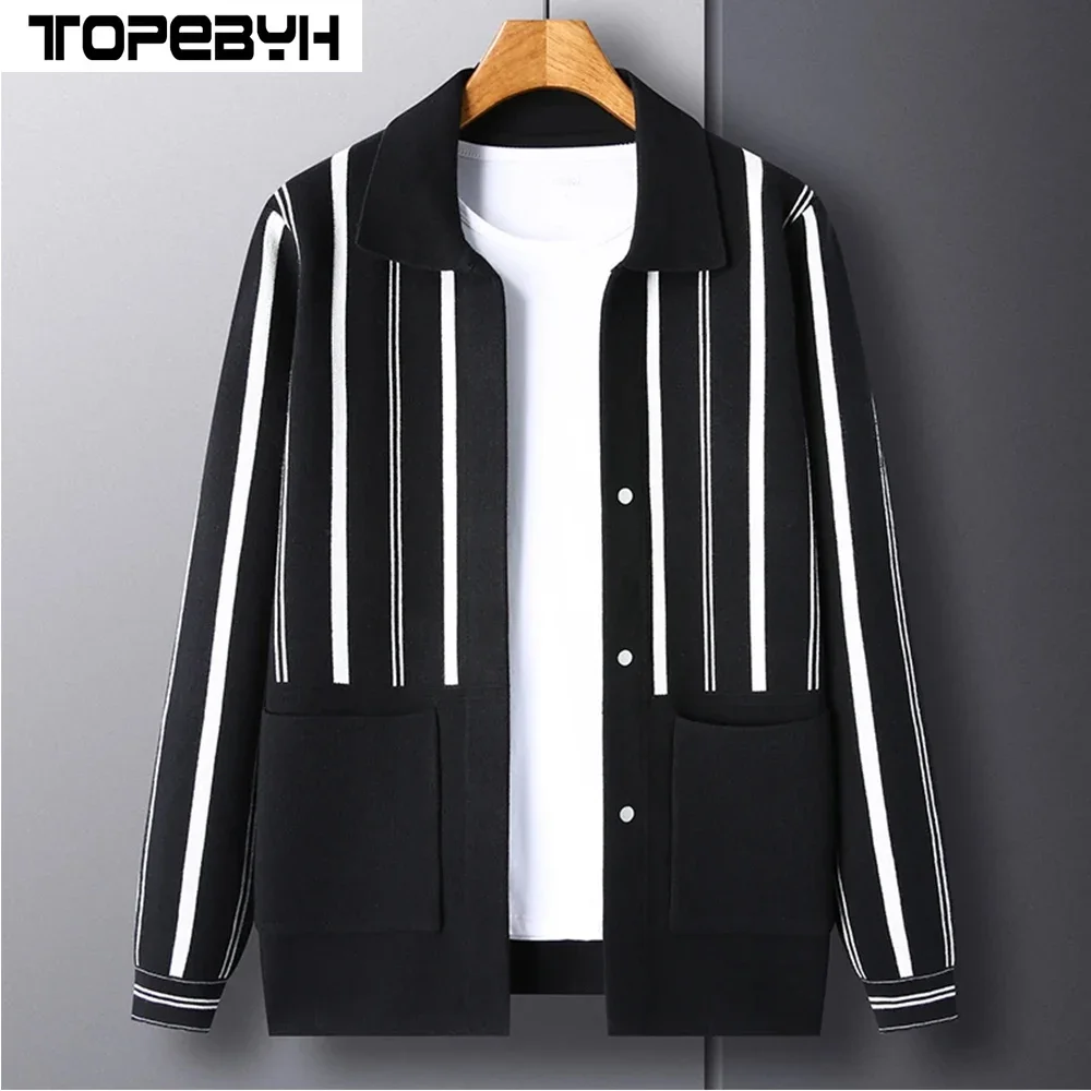 

High Quality Men's Knitted Cardigan Buttonless Casual Suits Man Clothes Coats Jacket