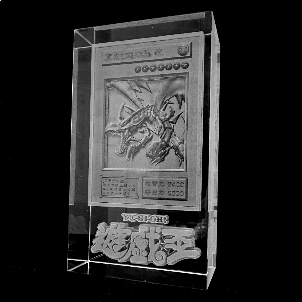 Diy Yu-Gi-Oh! Dark Magician Girl Relief Crystal Holography Card Brick Blue Eyes White Dragon Handheld Model 3D Collection