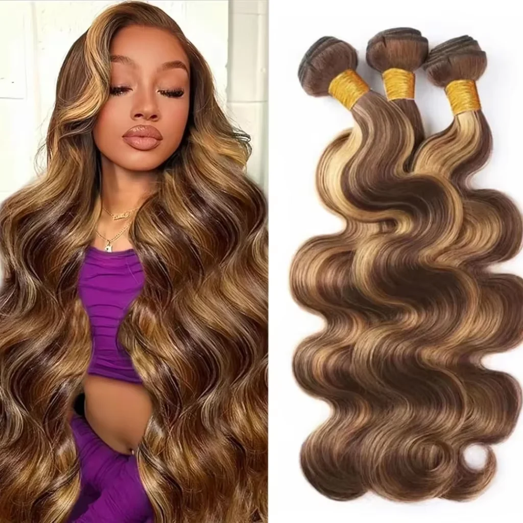 427 Highlight Ombre Bundles Human Hair 100% Unprocessed Brazilian Colored Body Wave Human Hair 3 4 Bundles Weave Hair Extensions