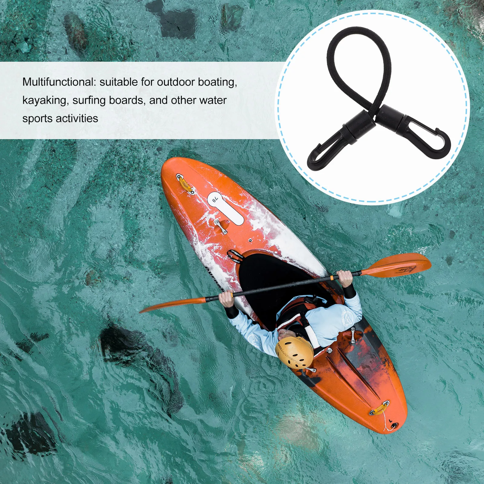 

5Pcs Outdoor Bungee Cords with Hooks for Kayak Surfboard Secure Fixing Elastic Straps High Elasticity Portable Gear for Water