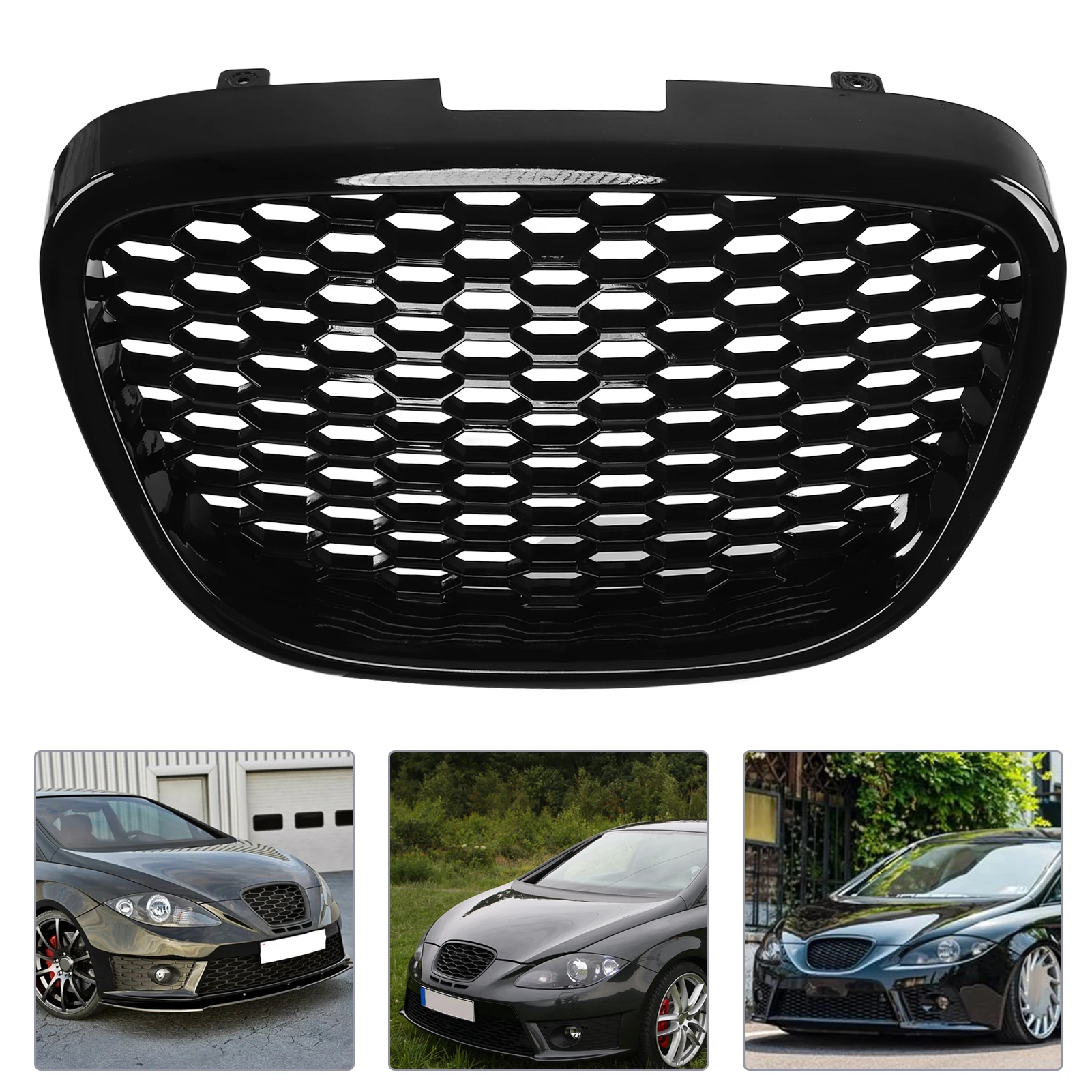 

Front Grille 1133007 Glossy Black Heatproof Bumper Mesh Grill Replacement For Seat Leon 1P Altea 5P Toledo
