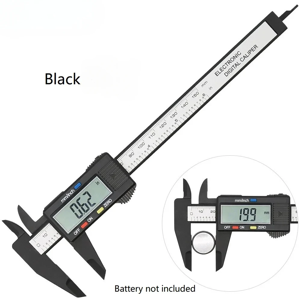 150mm Plastic Vernier Caliper 6 inch  LCD Screen Electronic Digital Caliper Carbon Fiber Millimeter Conversion Calipers