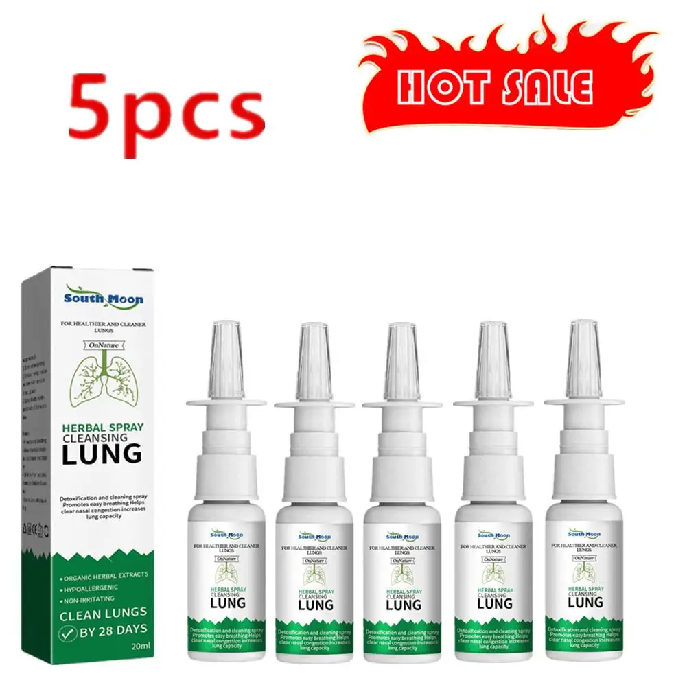 5X 20ml Lung Detox Herbal Cleanser Spray For Smokers Clear Nasal Congestion Anti Snoring Solution Stop Snore Relief Spray Nos