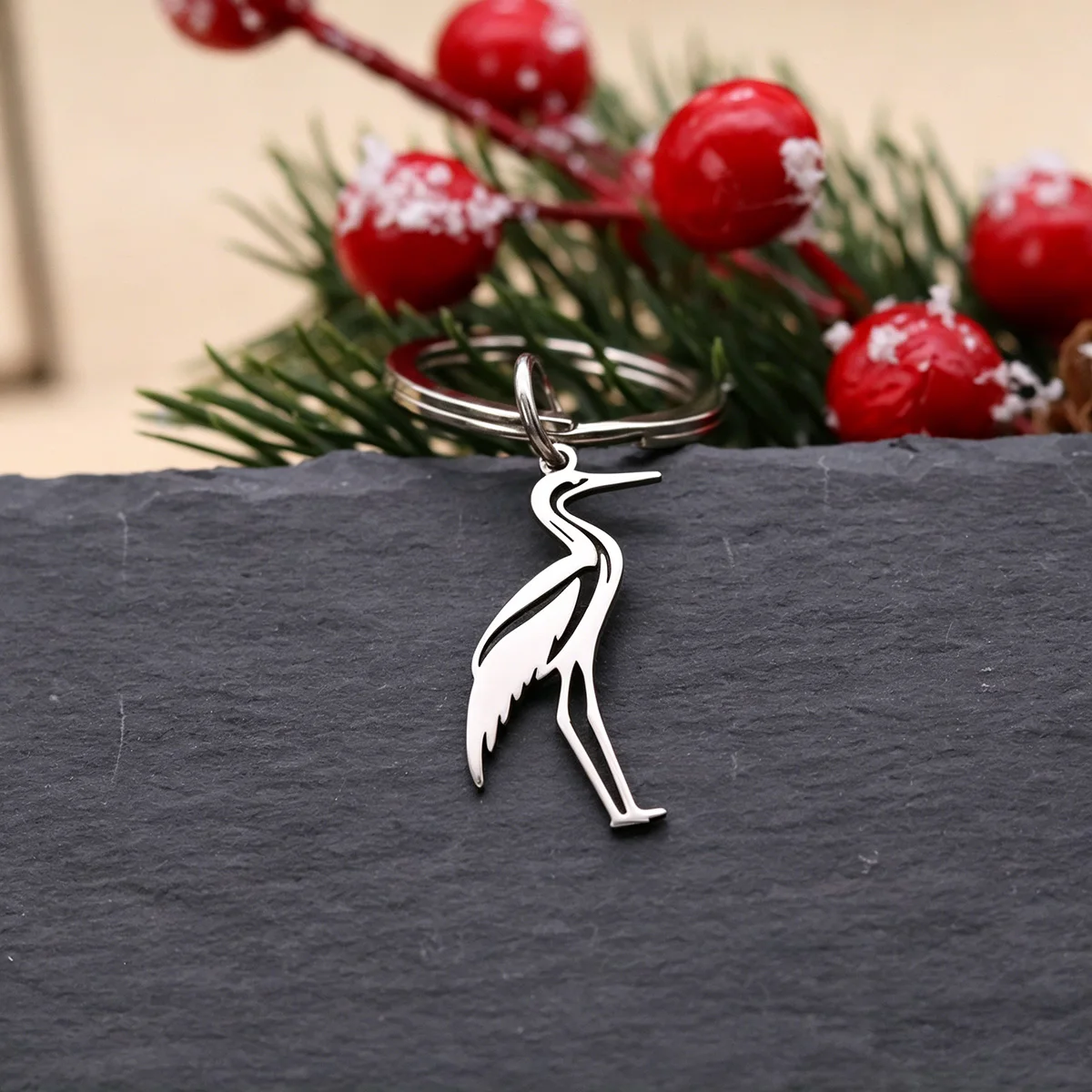 Fashion Heron Crane Keychain Stainless Steel Bird Animal Key Ring llaveros para mochila Cute Keychains for Backpack Decor Gift