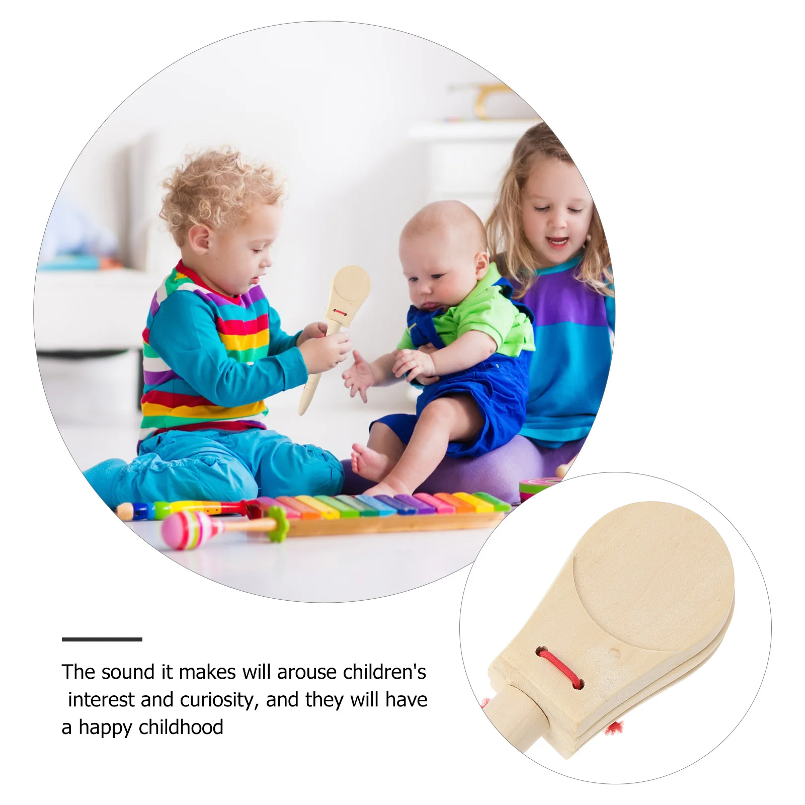 

Children's Percussion Instrument Kids Castanet Plaything Music Toys Musical Playthings Wood Creative