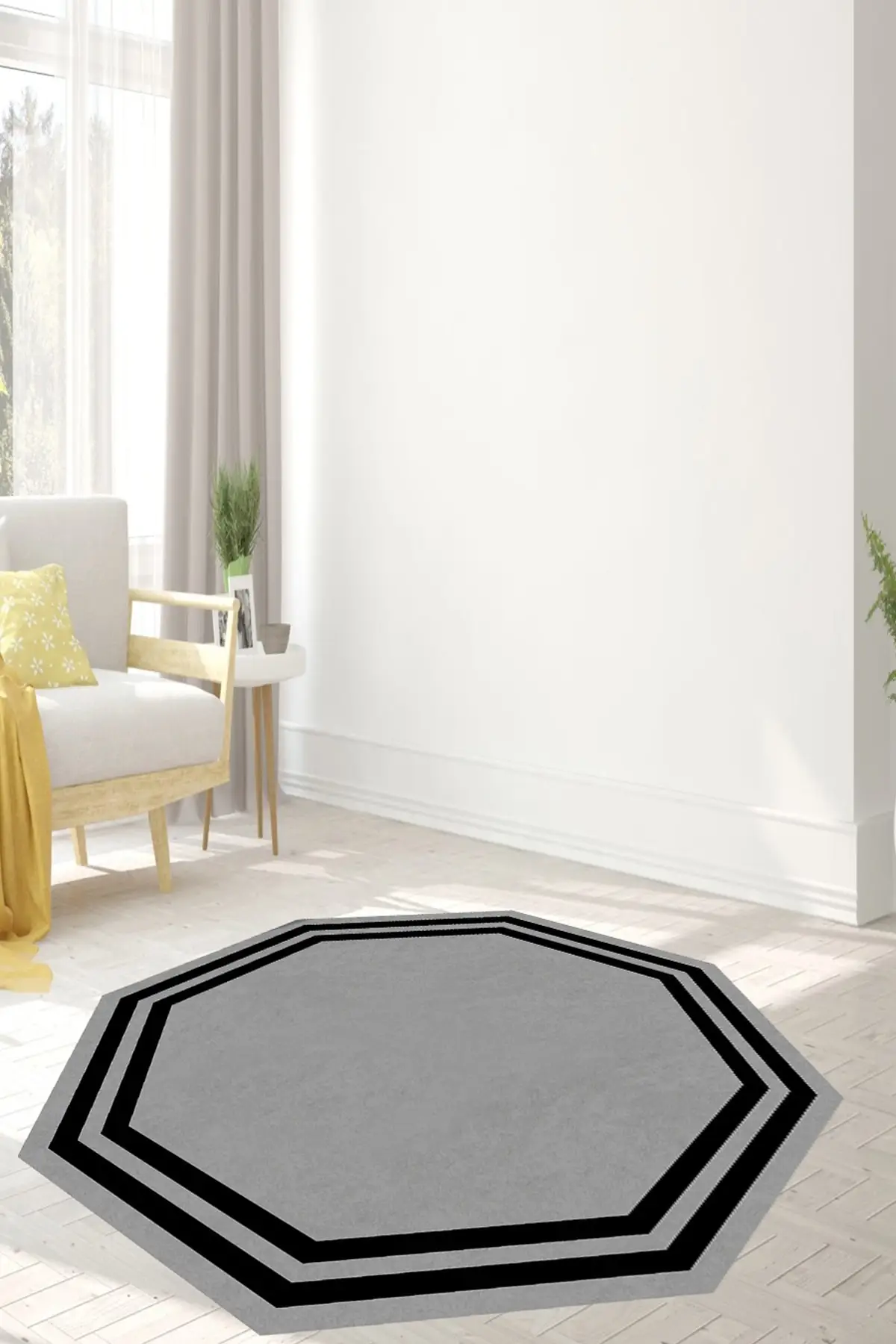 

Dobovi black framed gray octagonal carpet non-slip Dot floor living room carpet non-gr564