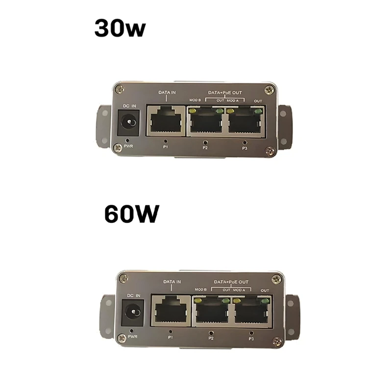 3 Port MINI Gigabit POE Injector 20Vdc-36Vdc Input Mode A And B 24V Passive POE Max 60W Output POE Injector 30W