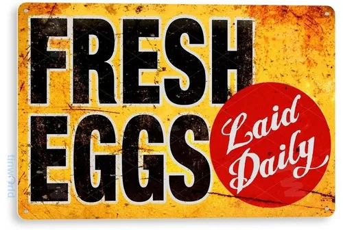 TIN SIGN Fresh Eggs Ld Rustic Chicken Coop Sign Kitchen Cottage Farm A127 --Tin Sign