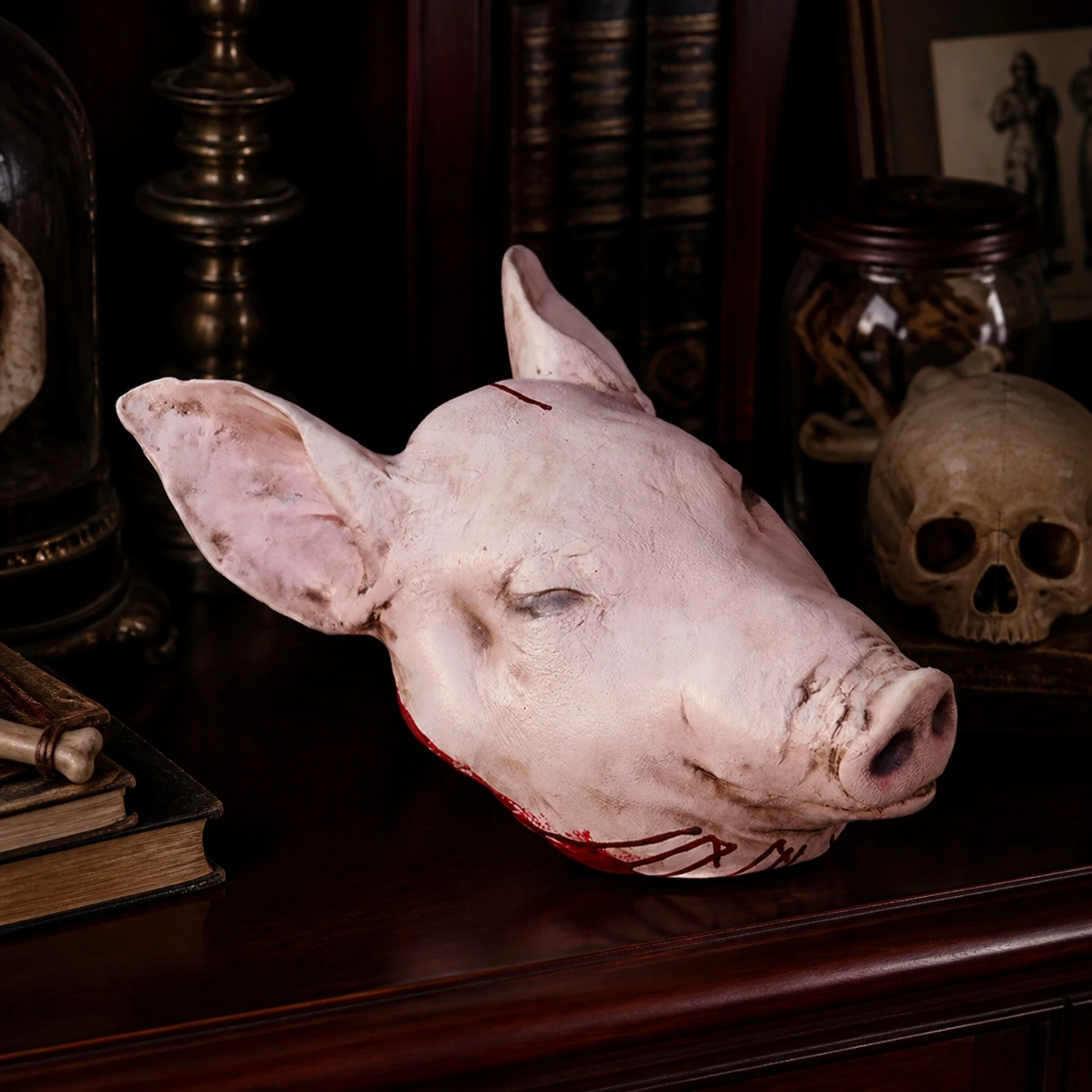 Pig Head Decoration with Effect Scary Pig-Head Decorative Model Spooky Striking for Haunted House Designers