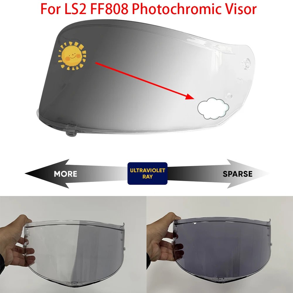 

Motorcycle helmet Photochromic Visor Anti-UV PC visor Lens FF808 hromic Smoke Dark Replacement Visor For LS2 FF808