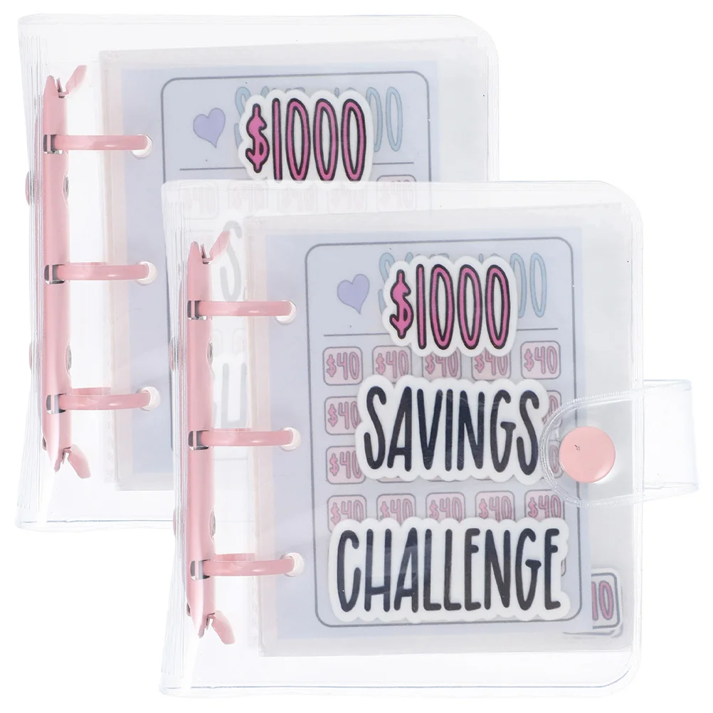 2Pcs Envelope Challenge Binder PVC Budget Binder Cash Organizer Loose-Leaf Money Saving Planner Budget Binders