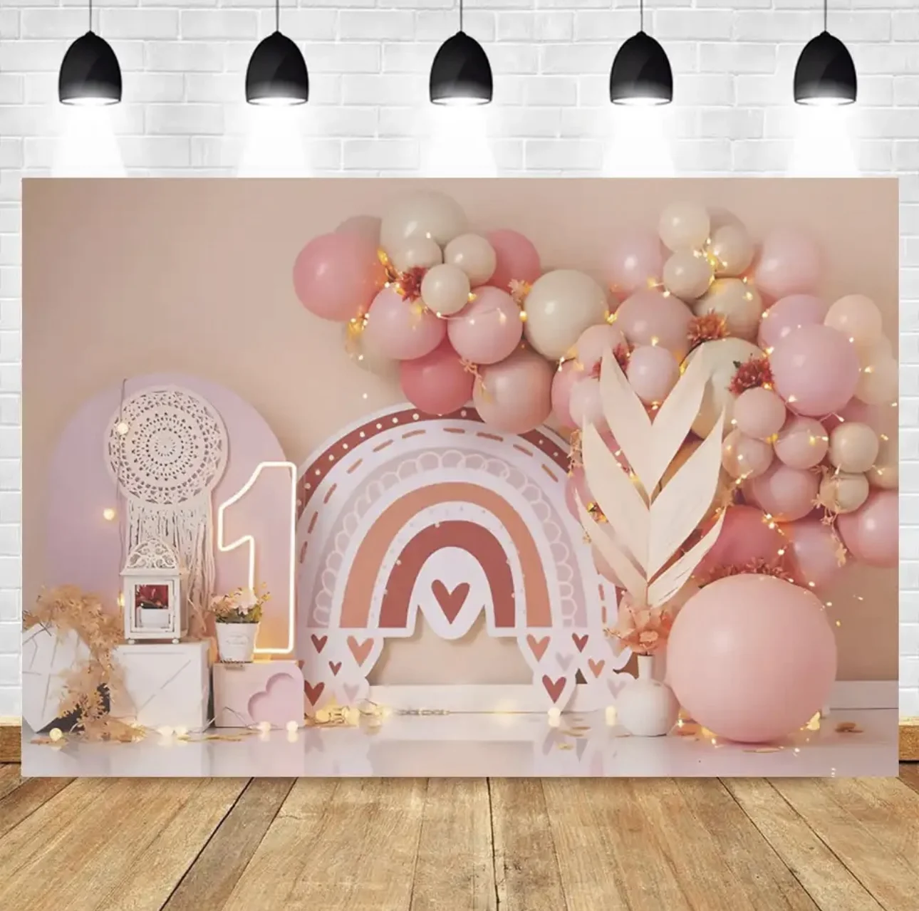 Newborn Baby 1st Birthday Party Backdrop Balloons Girl Boy Baby Shower Cake Smash Photography Background Decor Photo Studio Prop