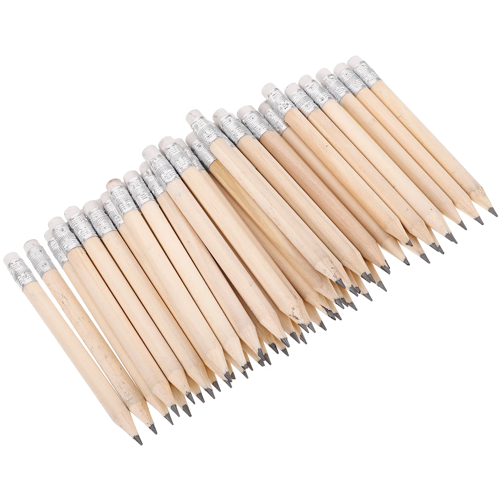 50 Pcs Mini Pencils with Eraser Short Drafting Toddler Writing Basswood for Kids