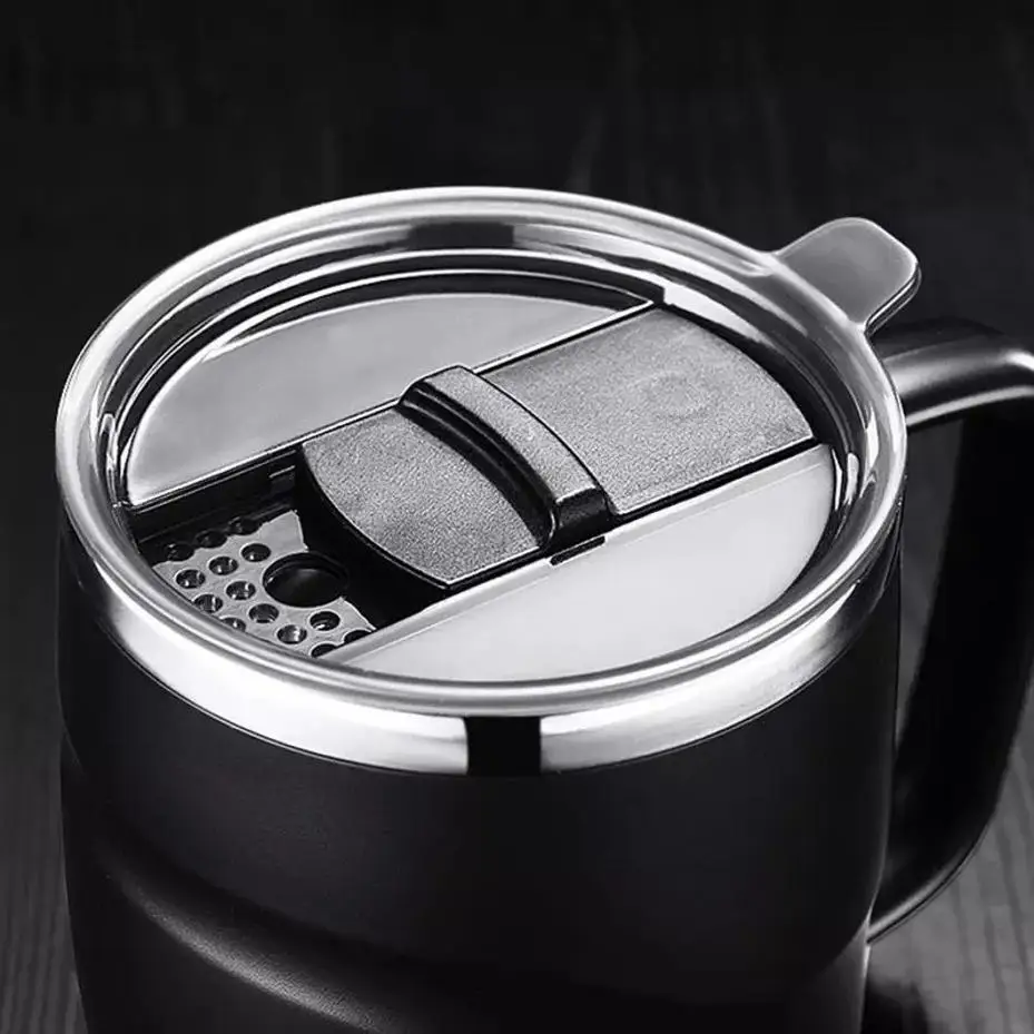 1 Pcs Stainless Steel Insulated Coffee Mug With Sliding Lid Vacuum Travel Mug With Handle Camping Tea Flask For Hot Cold Drinks