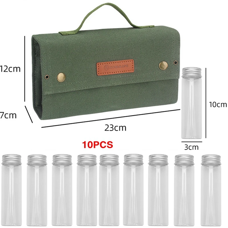 Condiment Jar Cruet Holder Canvas Outdoor Camping Spice Bottle Bags Set Portable Camping Picnic Seasoning Bottles Storage Bag