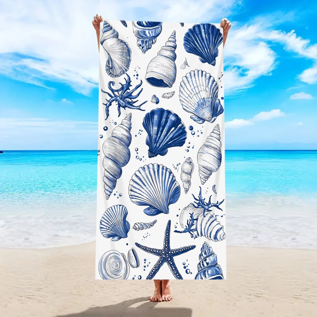 Beach Towels Luxury Microfiber Beach Towel Shell Starfish Printed Large Outdoor Swimming Vacation Camping Beach Towel