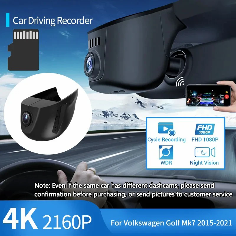 Cámara de salpicadero DVR para coche, videocámara HD con Wifi, grabadora de vídeo de conducción, accesorios de estilo de coche, para Volkswagen, VW,