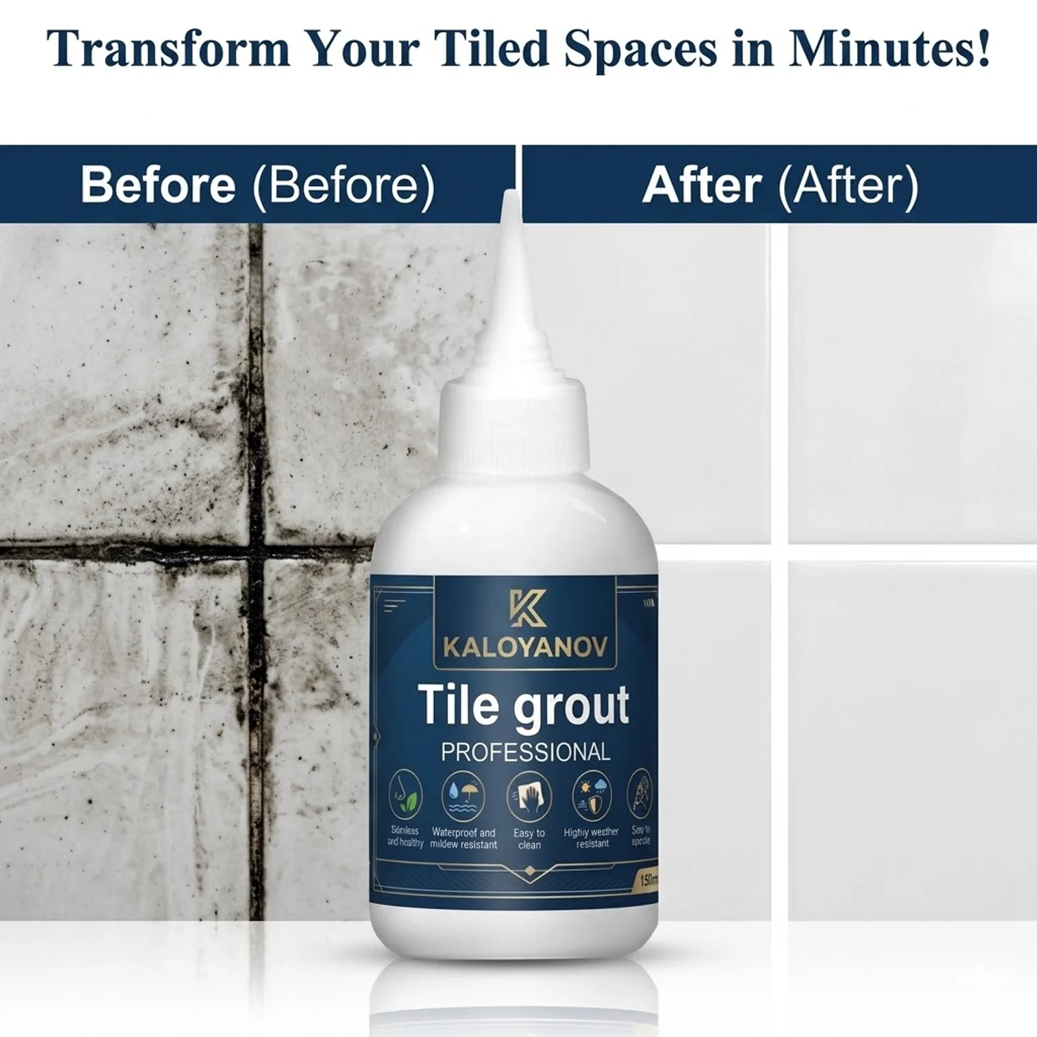 Professional Tile Grout Waterproof Anti-Fungal Gap Filler Bathroom Floor Joint Caulking Sealant DIY Home Repair Paste Tube 150ml