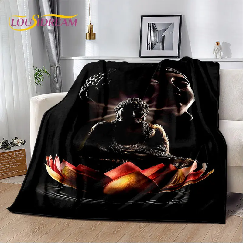 Manta de felpa suave de Buda Sakyamuni, budismo, fe, religión, manta de franela para sala de estar, dormitorio, cama, sofá, rezar