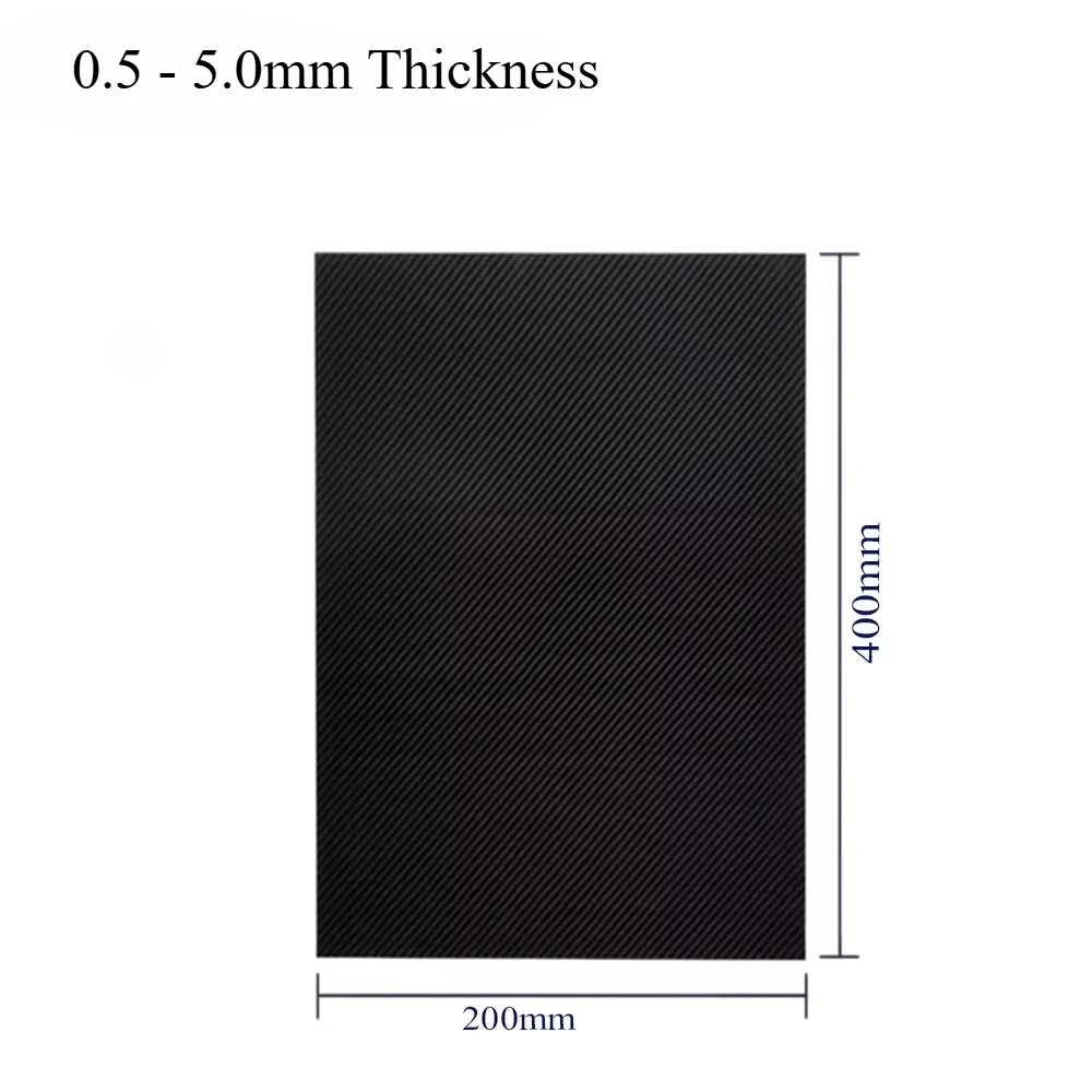 3K Carbon Fiber Panel: 200mm x 400mm, Thickness 0.5-5mm (0.5,1,1.5,2,2.5,3,4,5mm) – High Hardness Composite Material