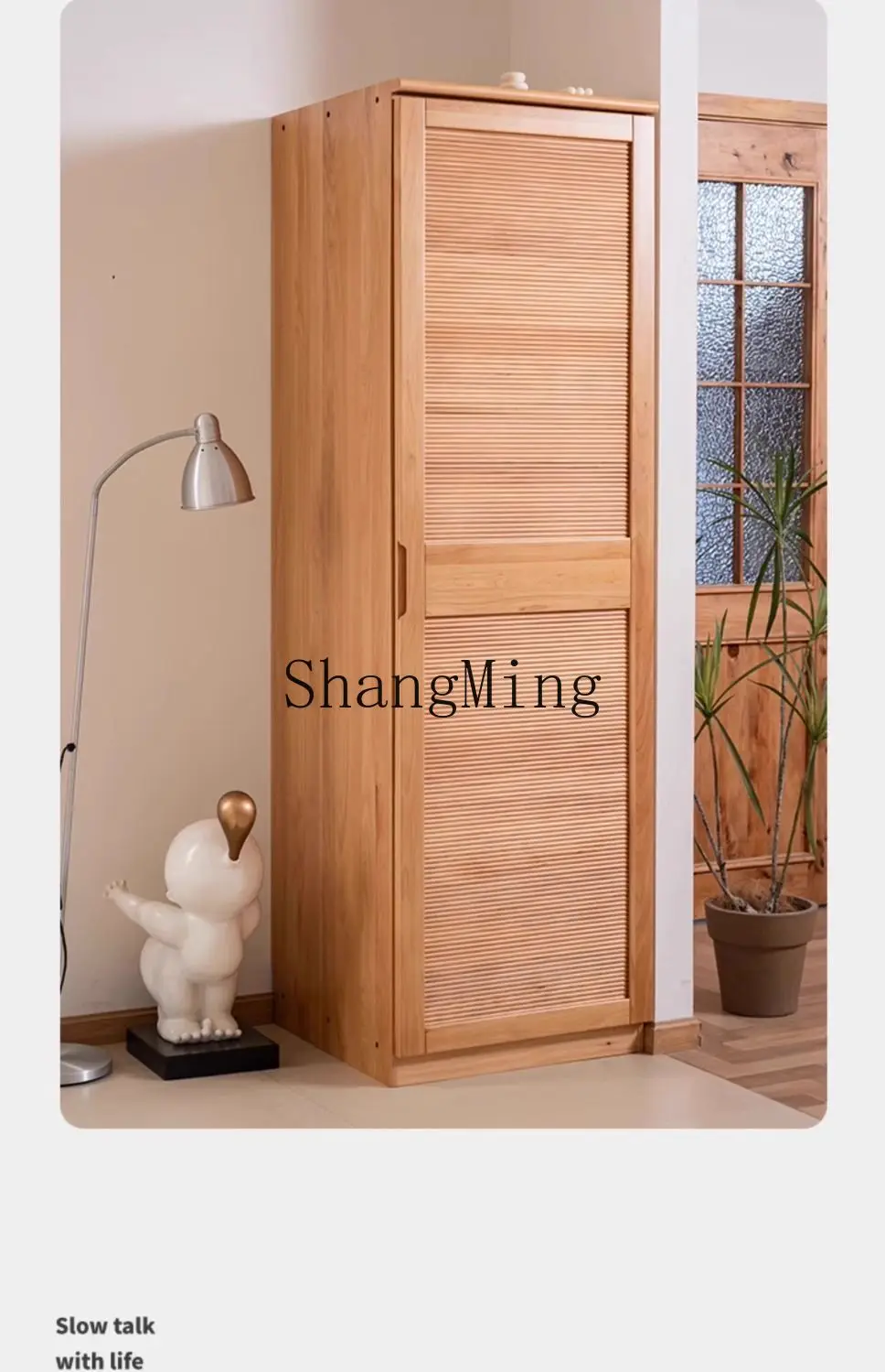 SM tutto in legno massello armadio a porta singola per uso domestico camera da letto armadio pensile armadio dal pavimento al soffitto