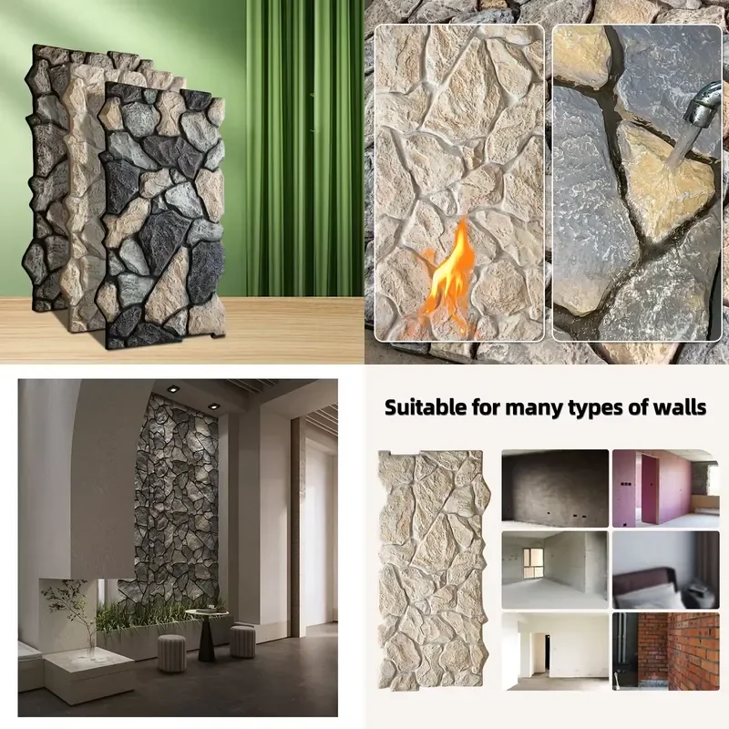 for Modern 3D Concave Convex Waterproof Exterior Wall Tiles Disordered Molding Lightweight Home Decoration Marble PU Board