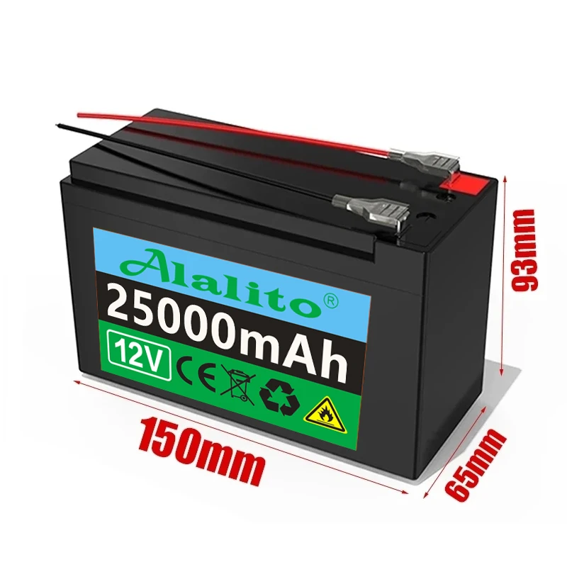 2024 Upgraded 12V 25Ah 18650 lithium battery Built-in BMS pack Rechargeable battery for solar energy electric vehicle battery