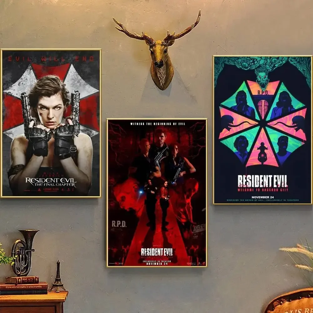 Classic Hot Video Game Resident-Evil 2 3 4 All Characters Vintage Poster Canvas Painting Wall Art Pictures Home Gamer Room Decor
