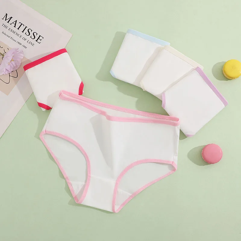 Mädchen-Unterhosen Unterwäsche Kinder-Bunt-Unterhosen Atmungsaktive Dreieckshosen Schüler-Unterhosen aus weißer Baumwolle Bequeme weiche Shorts
