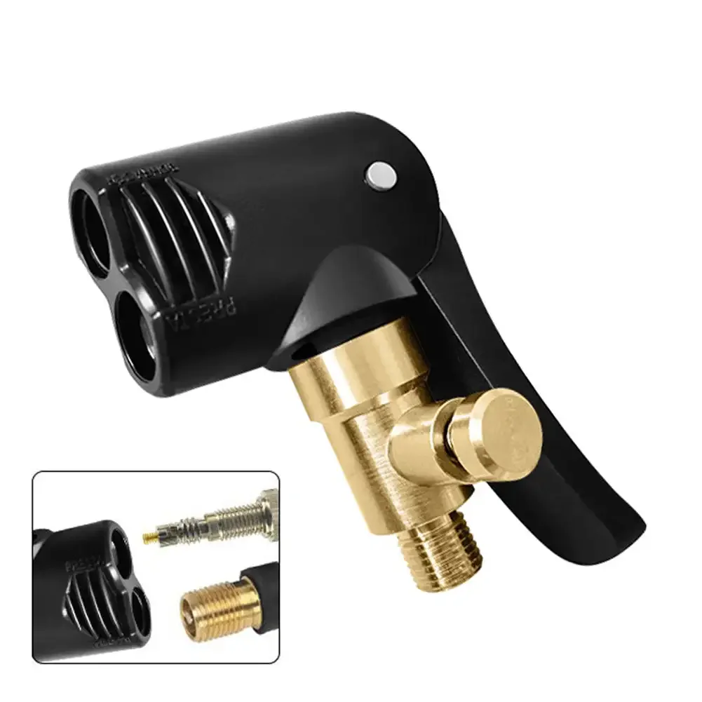 1Pc Car Tire Air Chuck Inflator Pump Valve Connector Clip-on Adapter Tyre Wheel Valve Brass Portable Inflatable Pump Accessories