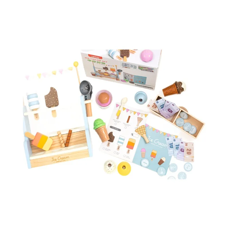 IJs fantasiespelset - Simulatie ijswinkelspeelgoed voor kinderen, realistische nep-dessertkit voor rollenspel en huisspel
