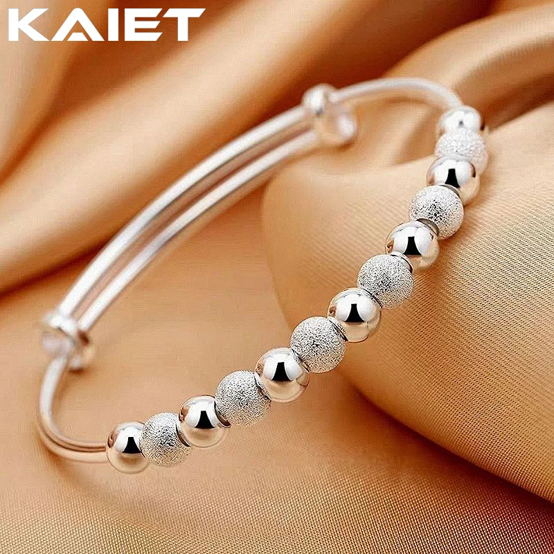 

JewelryTop charms 925 silver color Luxury Beads bracelets Bangles cute for women fashion party wedding jewelry Adjustable