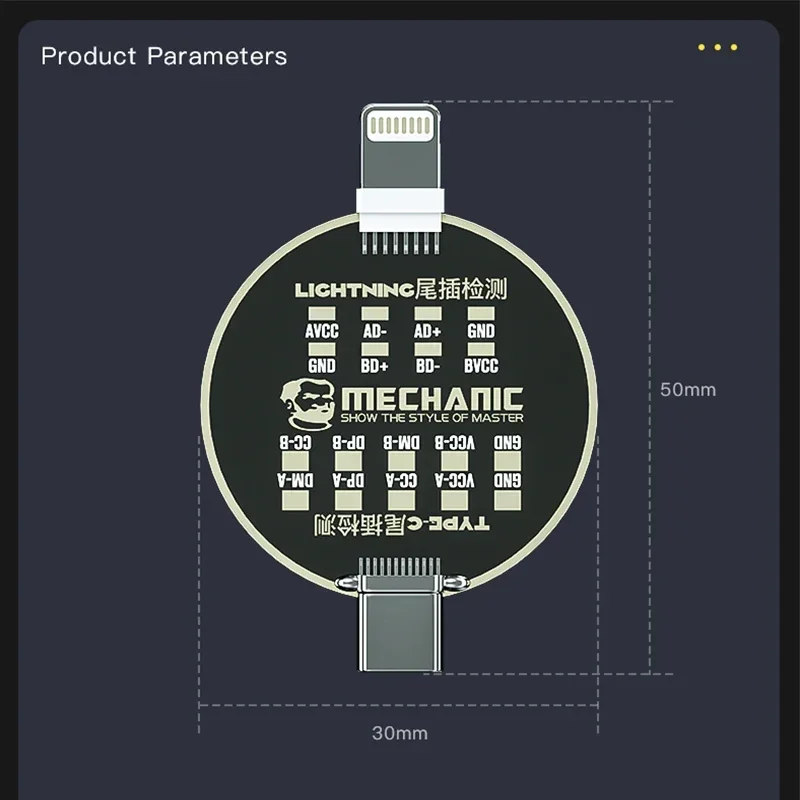 MECHANIC T810 테스트 보드, 번개/TYPE-C 듀얼 인터페이스, 비충전 오류 감지, 휴대폰 테일 플러그 수리
