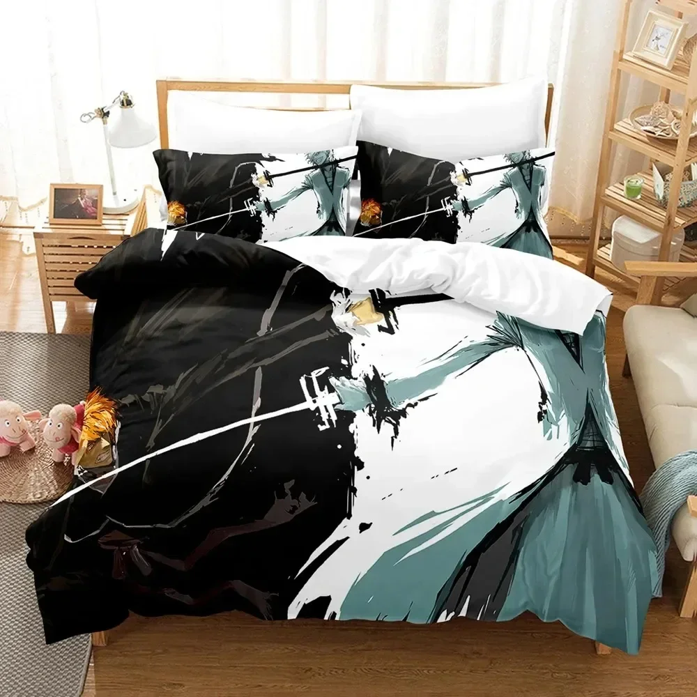 3D Print Anime Bleach Kurosaki Ichigo Printed Bed Set Duvet Cover Pillowcase Bedding Set Linen Sheet Quilt Cover Queen King Size