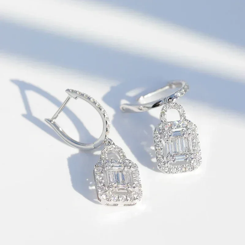 2026 Luxury Micro Paved CZ Stone Women Drop Earring Lock Shape Pendent Wedding Marriage Bridal Earrings Trendy Jewelry Hot