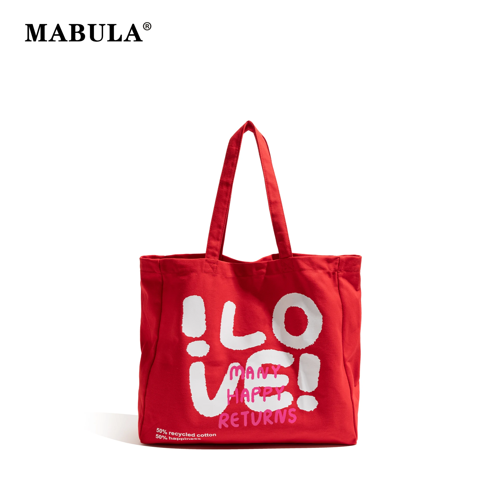 MABULA Casual Letter Print Nylon Shoulder Bag for Women Large Capacity Versatile Tote Bag Foldable Shopper Shopping Bag
