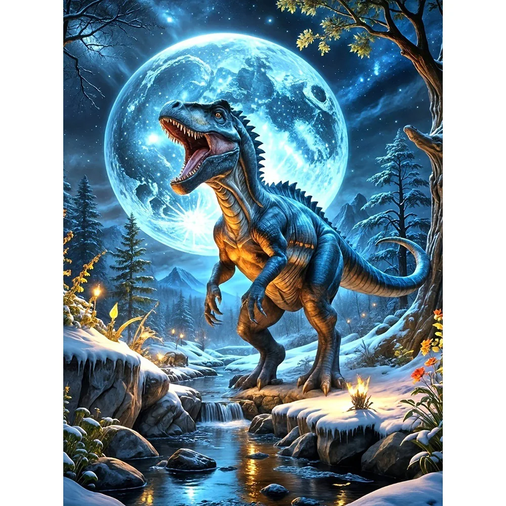 

EverShine 5D Diamond Painting Dinosaur Embroidery Moon DIY Kit For Adults Full Drill Mosaic Animal Wall Decorations Living Room