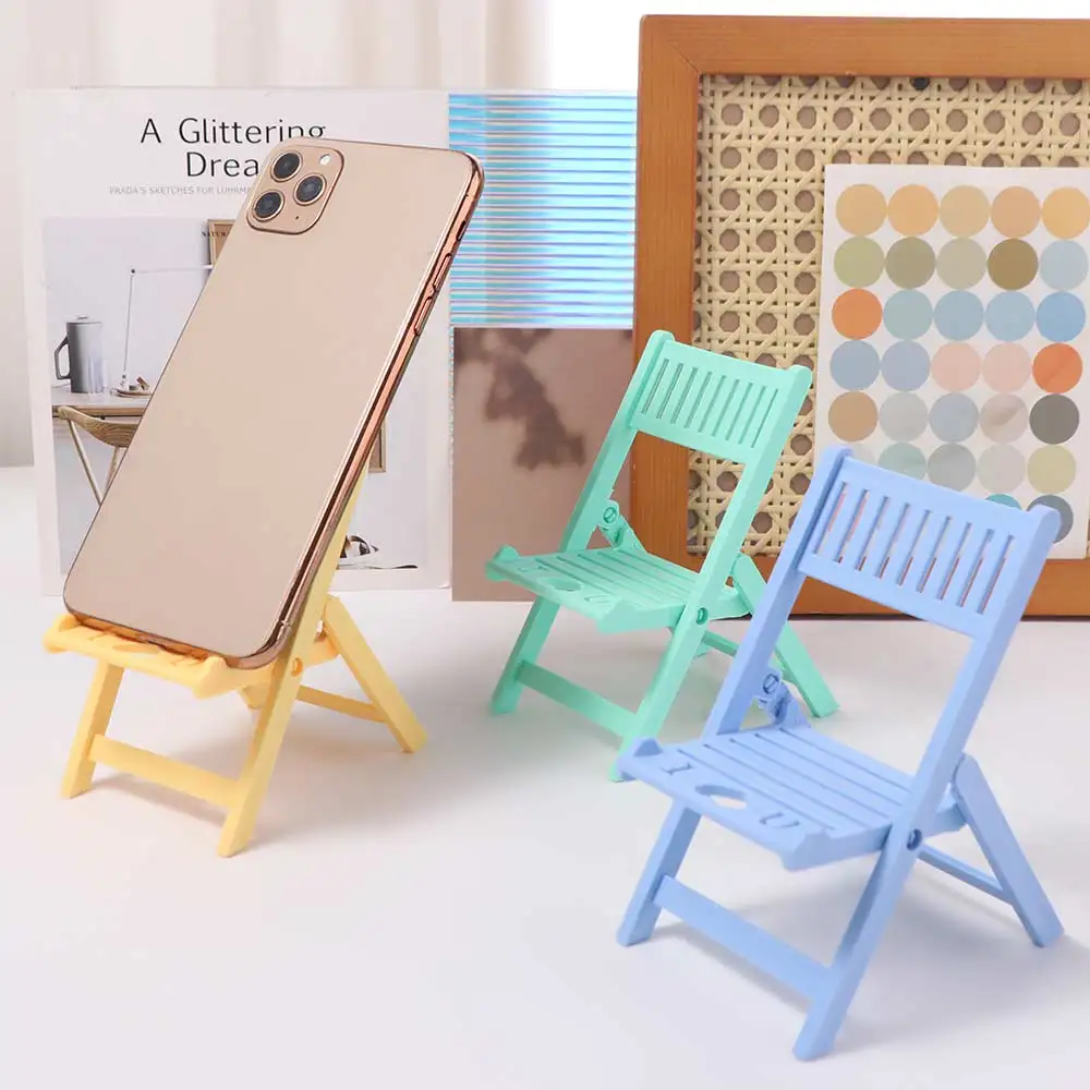 Plastic Cellphone Stand Folding Multi-functional Chair Shape Phone Holer Portable Cartoon Cell Phone Bracket Girl Student