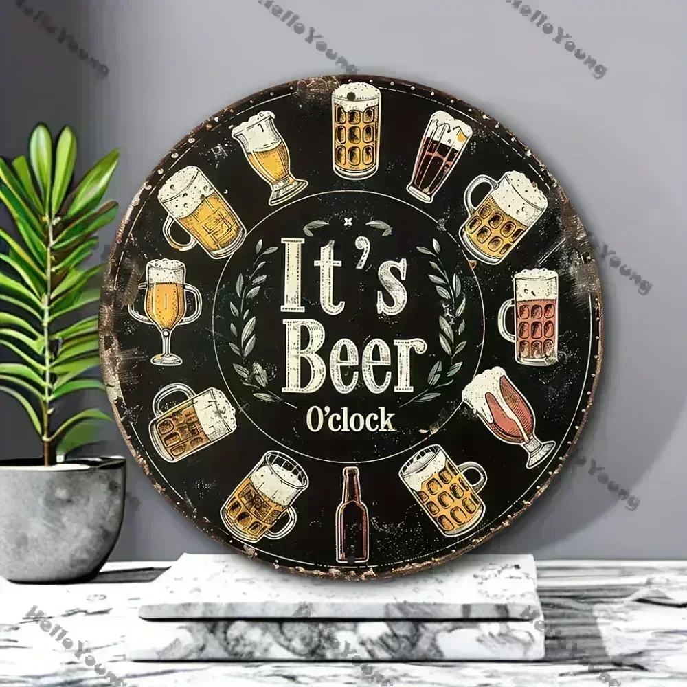 The Festive Aluminum Sign Proclaiming 'It's Beer Time', A Superb HD Printed Decoration, Apt for Home, Kitchen, Office,Garage Use