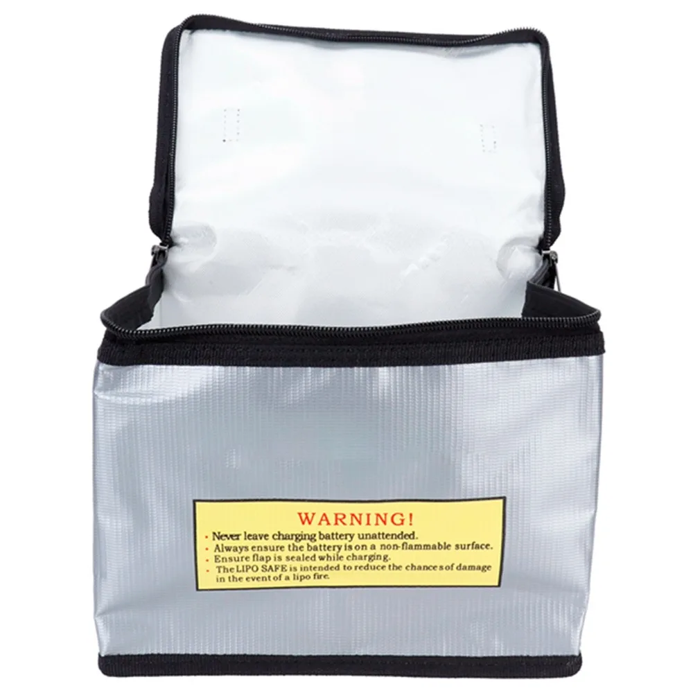 Silver Zipper Stereo Fireproof Lithium Battery Safety Bag Flame Retardant Battery Charging Storage Bag