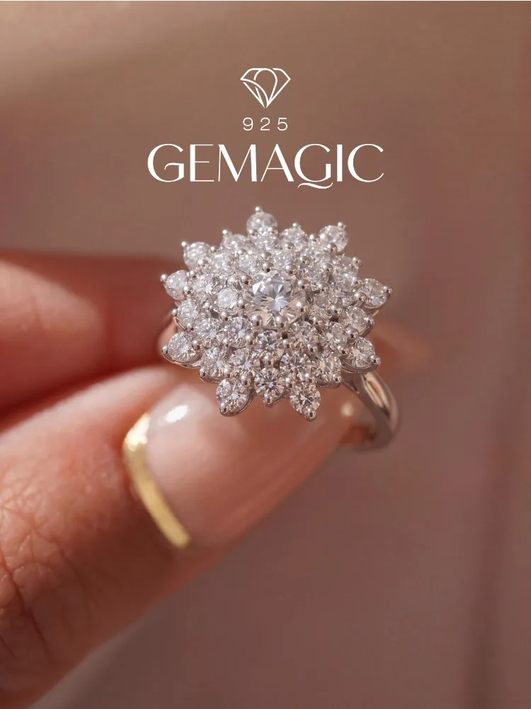 Brilliant 925 Sterling Silver Gorgeous Sunflower Zircon Ring For Women Engagement Wedding Luxury High Quality Fine Jewelry
