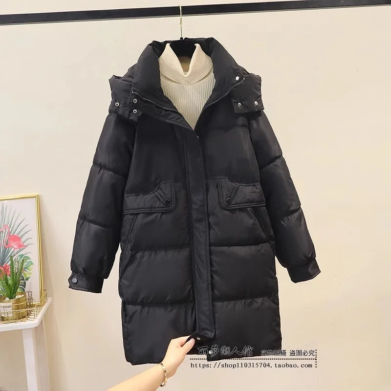 Chapeau détachable manteau en coton pour femmes hiver 2025 nouvelle mode mi-longue décontracté ample surdimensionné veste à la mode chaud pardessus w292