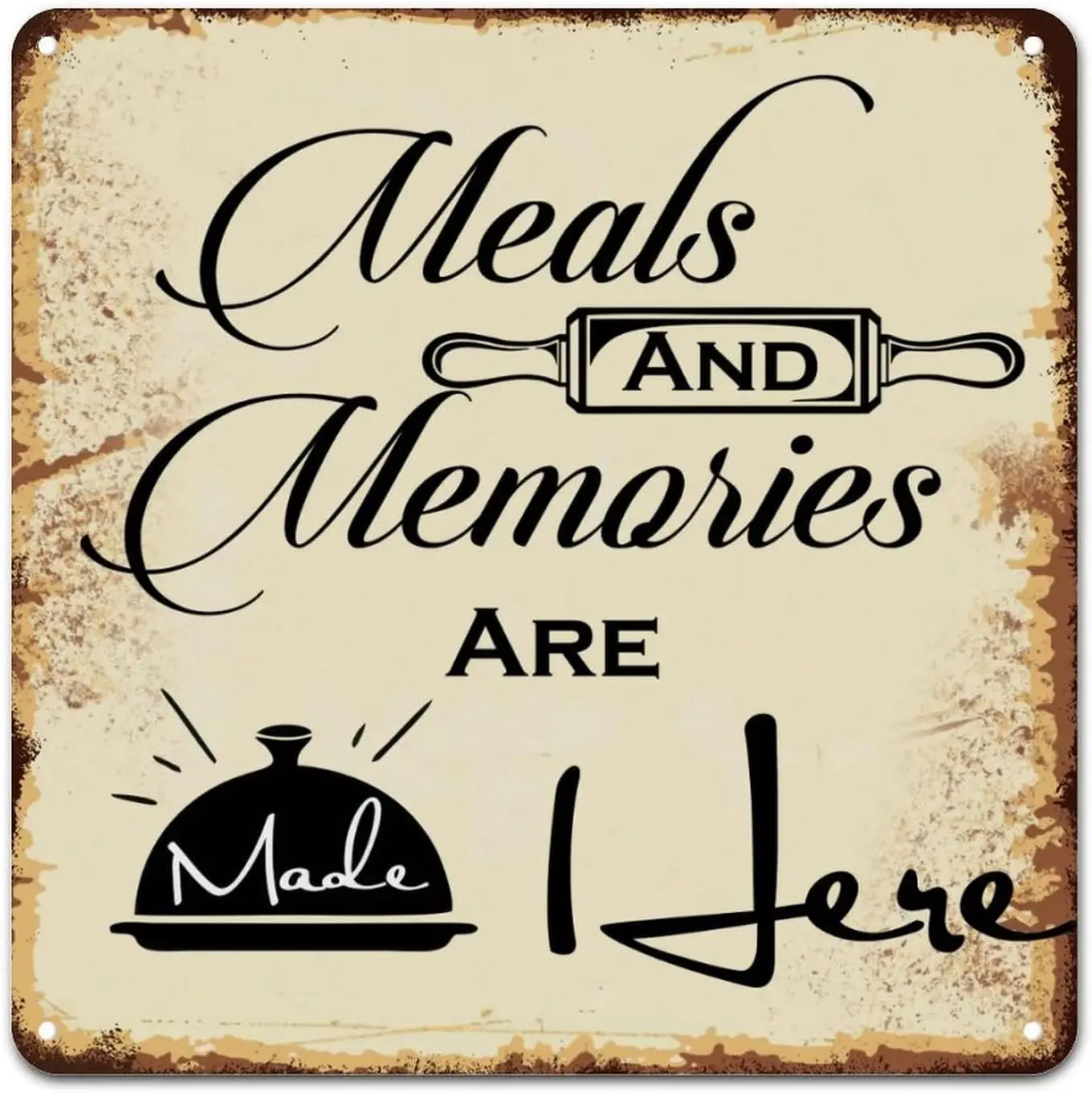 ArogGeld Motivational Family Prayer Metal Sign Meals and Memories are Made Here Aluminum Sign Home Sign Wall Decor Funny Wall De